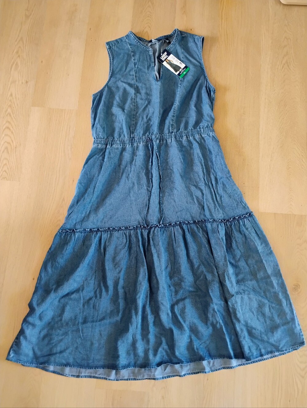 Lands' End Sleeveless Denim Maxi Dress in Blue NWT